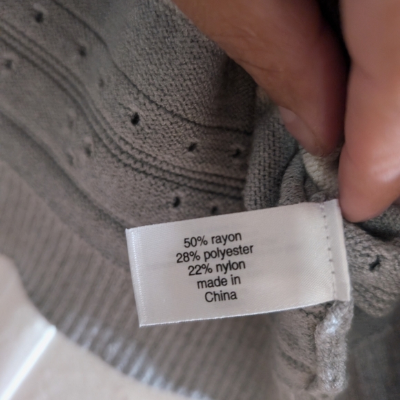 Lane Bryant Gray and Cream Striped V-Neck Top - Picture 5 of 6